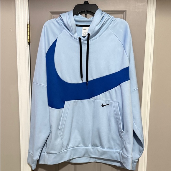 Nike Other - Nike Men's Sky Blue Hoodie with Navy Swoosh: Therma-Fit